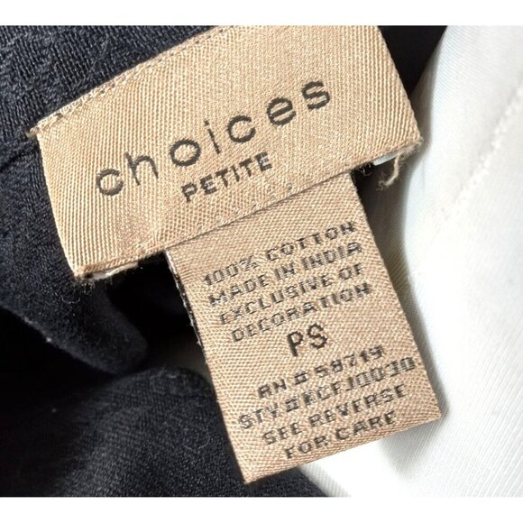 Choices Petite Womens Black Pattern Jacket Pink/Red Floral Applique Metal Button - Picture 9 of 12